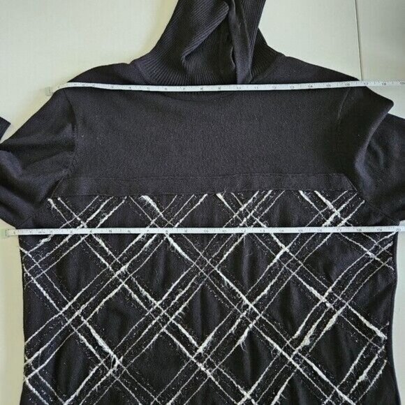 Leo & Ugo Sweater Womens L Black Argyle LS Cowl Neck Goth Boho Whimsigoth Y2K - Picture 4 of 13